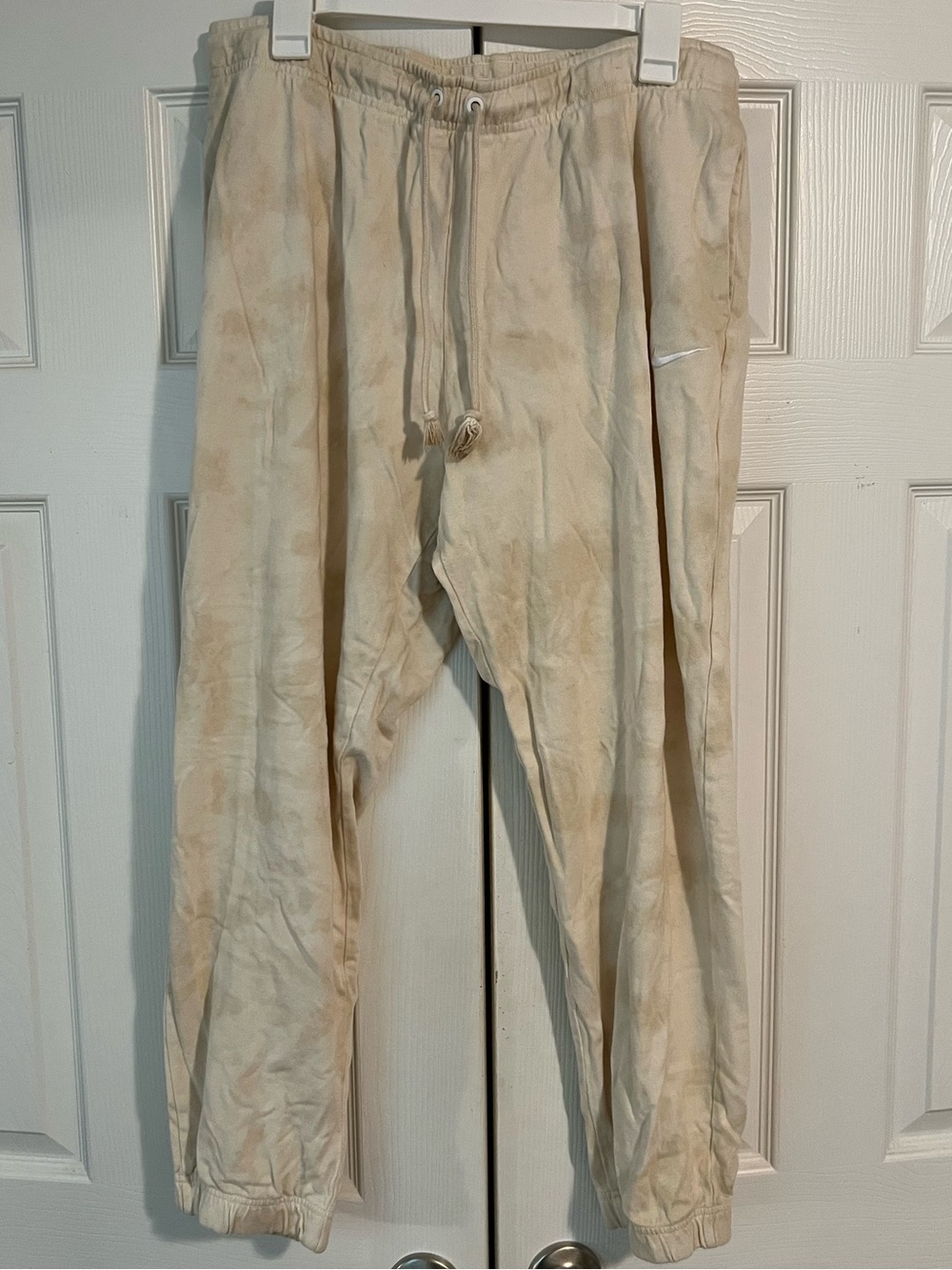 Women’s Casual Drawstring Jogger Pants - Beige Tie-Dye